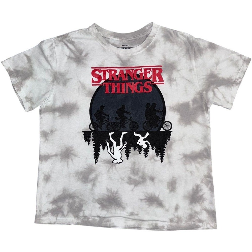 Netflix Stranger Things T-Shirt Men XL Grey Tie Dye Graphic Tee Short Sleeve‎